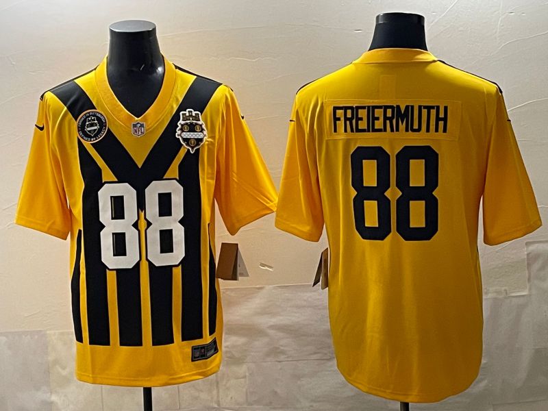 Men 2025 Pittsburgh Steelers #88 Freiermuth Yellow Retro Nike Limited NFL Jersey style 004